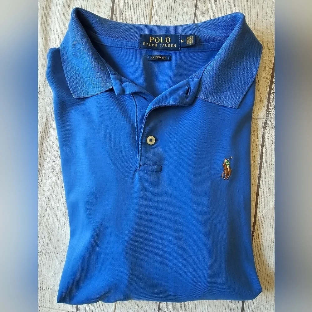 Polo Ralph Lauren Men's Size Medium Classic Fit Blue Short Sleeve Polo Shirt
